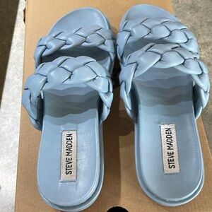 Steve Madden light blue braided platform sandals size 38